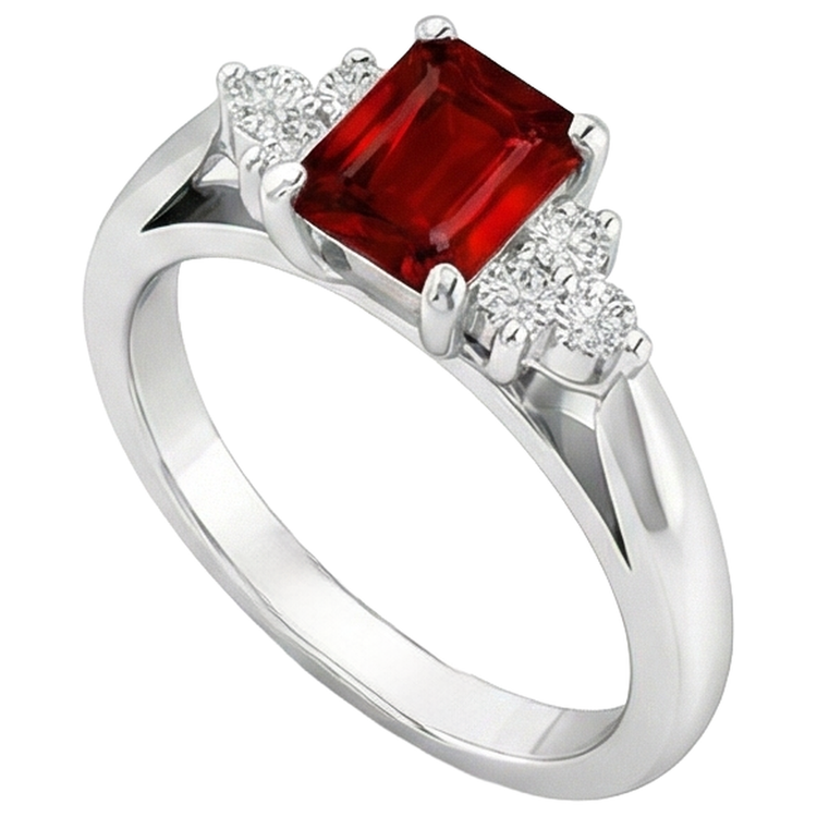 Bague Rubis Rouge Et Diamants Naturels Extraits des Mines ( et non cultivés en laboratoire ) 3.40 Carats Or Blanc 14K