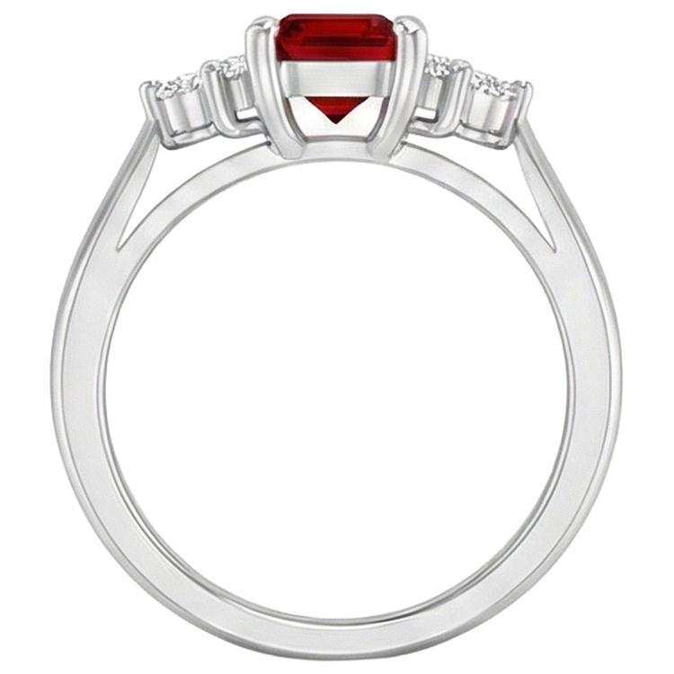 Bague Rubis Rouge Et Diamants Naturels Extraits des Mines ( et non cultivés en laboratoire ) 3.40 Carats Or Blanc 14K