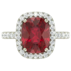 Bague Rubis Rouge Taille Coussin Avec Diamant Naturels Extraits des Mines ( et non cultivés en laboratoire ) 10.75 Carats Bijoux Or Blanc