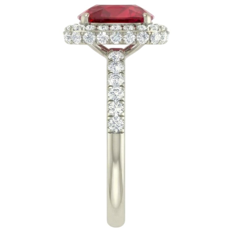 Bague Rubis Rouge Taille Coussin Avec Diamant Naturels Extraits des Mines ( et non cultivés en laboratoire ) 10.75 Carats Bijoux Or Blanc