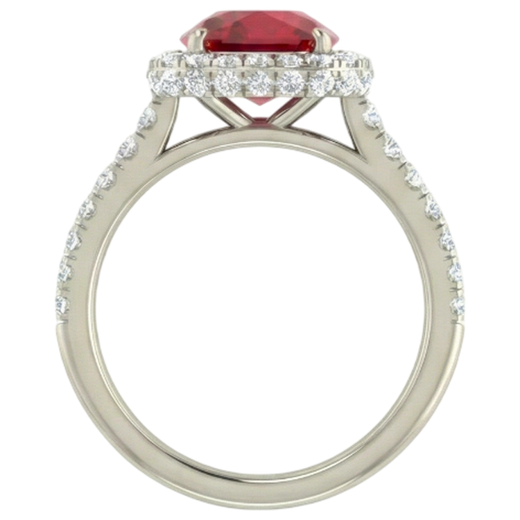 Bague Rubis Rouge Taille Coussin Avec Diamant Naturels Extraits des Mines ( et non cultivés en laboratoire ) 10.75 Carats Bijoux Or Blanc