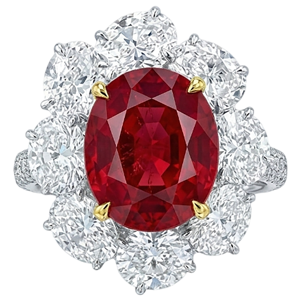 naturel round diamant 4.50carats bague vue de face