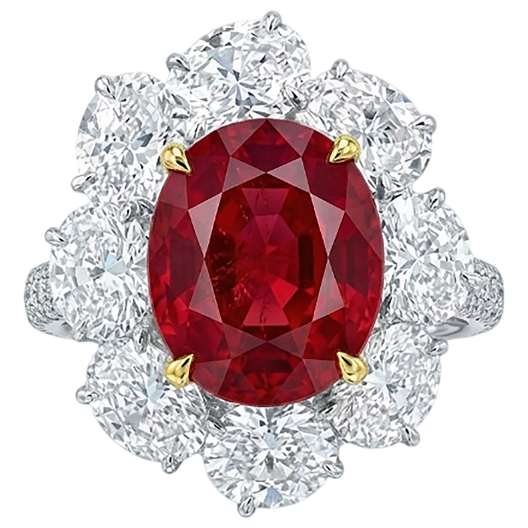 naturel round diamant 4.50carats bague vue de face