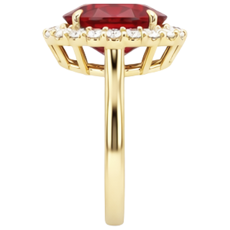 Bague Rubis Rouge Taille Ovale Avec Diamant Naturels Extraits des Mines ( et non cultivés en laboratoire ) Rond 5.35 Carats Or 14K