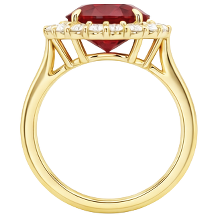 Bague Rubis Rouge Taille Ovale Avec Diamant Naturels Extraits des Mines ( et non cultivés en laboratoire ) Rond 5.35 Carats Or 14K