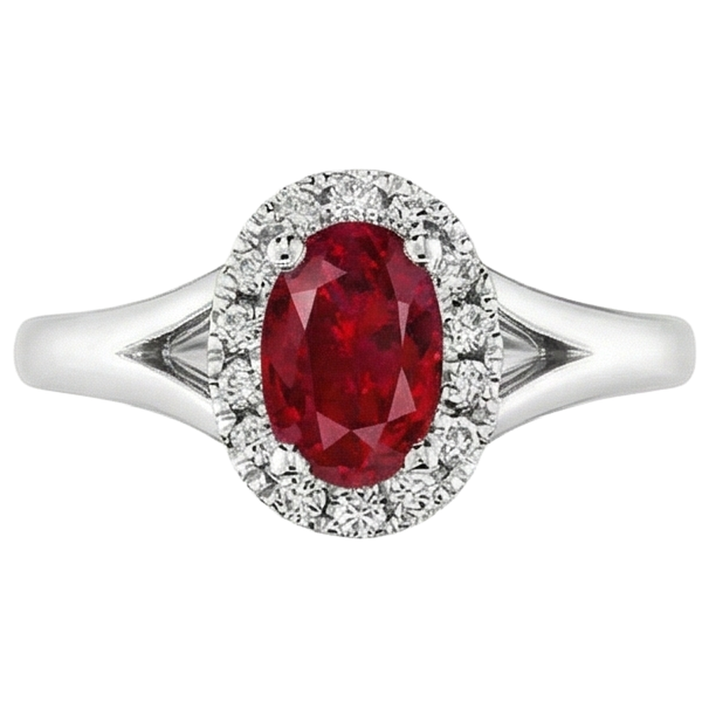 naturel round rubis 3.25carats bague vue de face