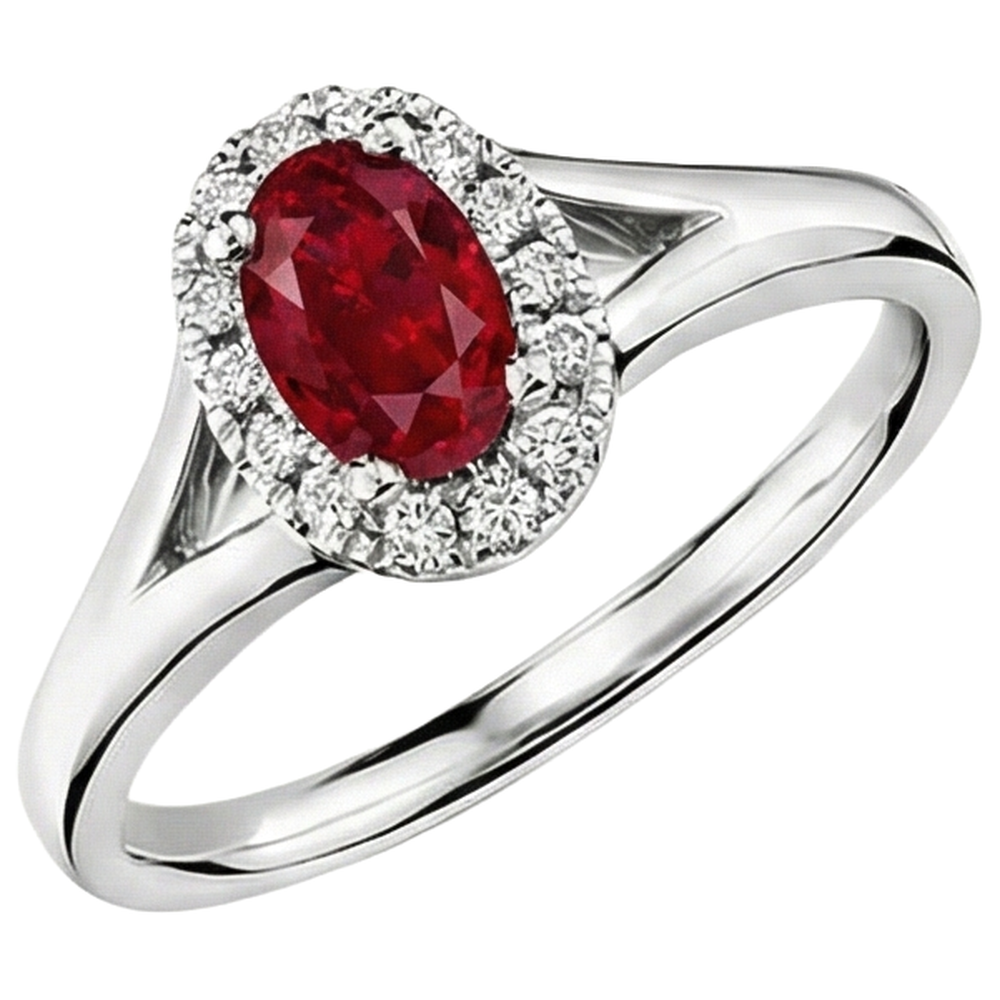 naturel round rubis 3.25carats bague angle de côté