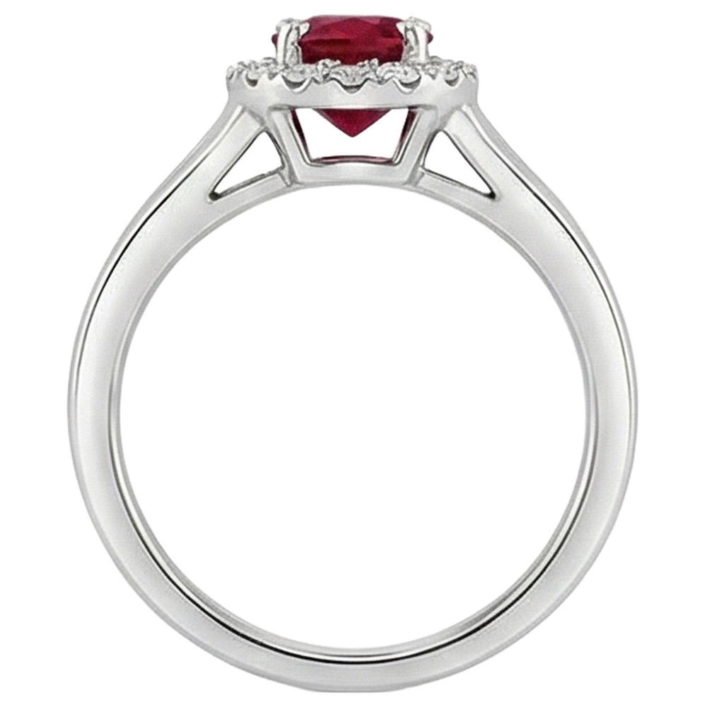 naturel round rubis 3.25carats bague vue de profil