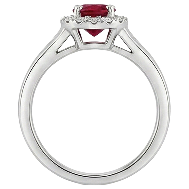 naturel round rubis 3.25carats bague vue de profil