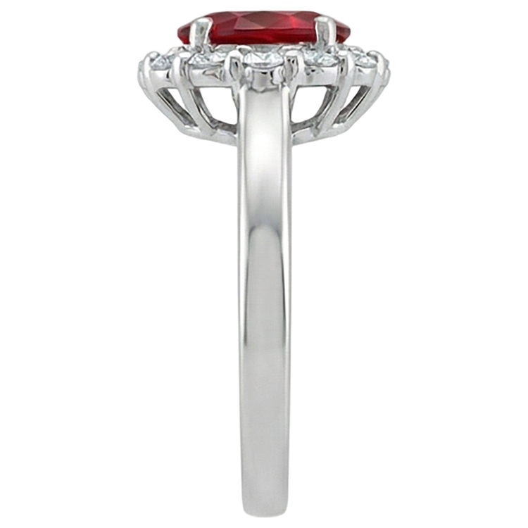 Bague Rubis Rouge Taille Ovale Et Diamants Naturels Extraits des Mines ( et non cultivés en laboratoire ) 5 Carats Bijoux Or Blanc 14K