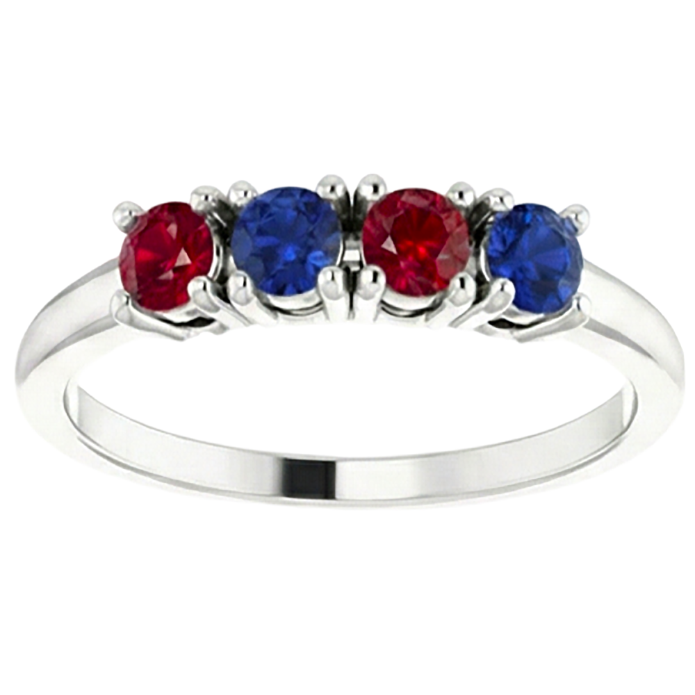 Bague Rubis Saphir Bague 0.80 Carats Serti Prong Or Blanc 14K