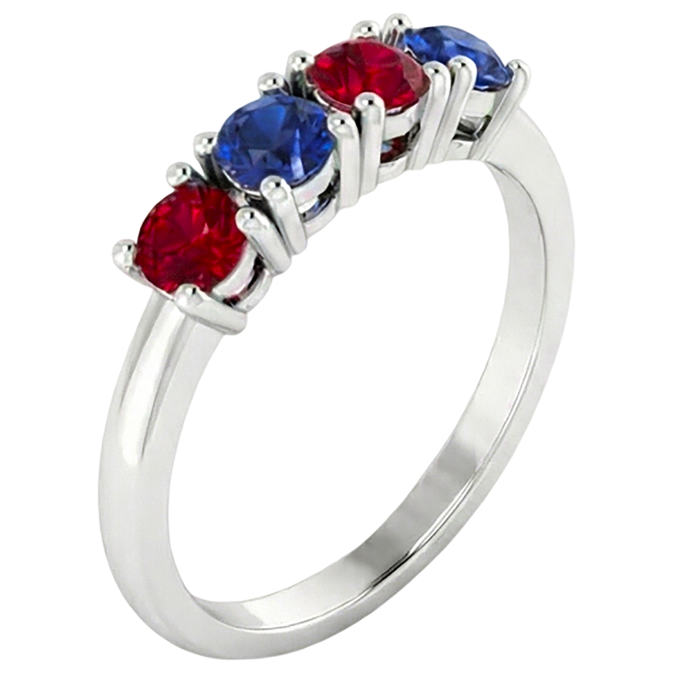 Bague Rubis Saphir Bague 0.80 Carats Serti Prong Or Blanc 14K