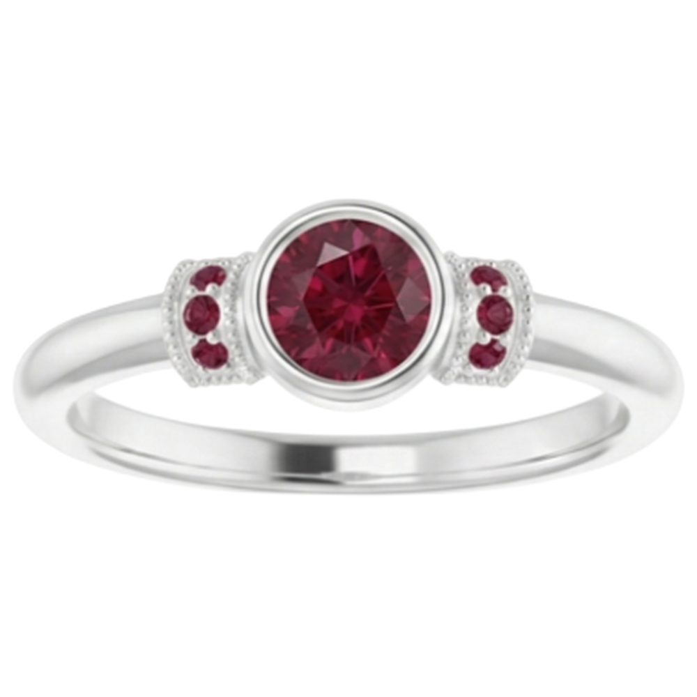 naturel round rubis 1carats bague vue de face