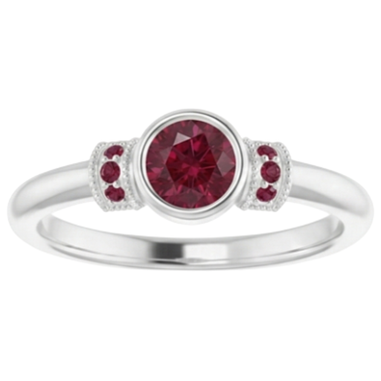 naturel round rubis 1carats bague vue de face