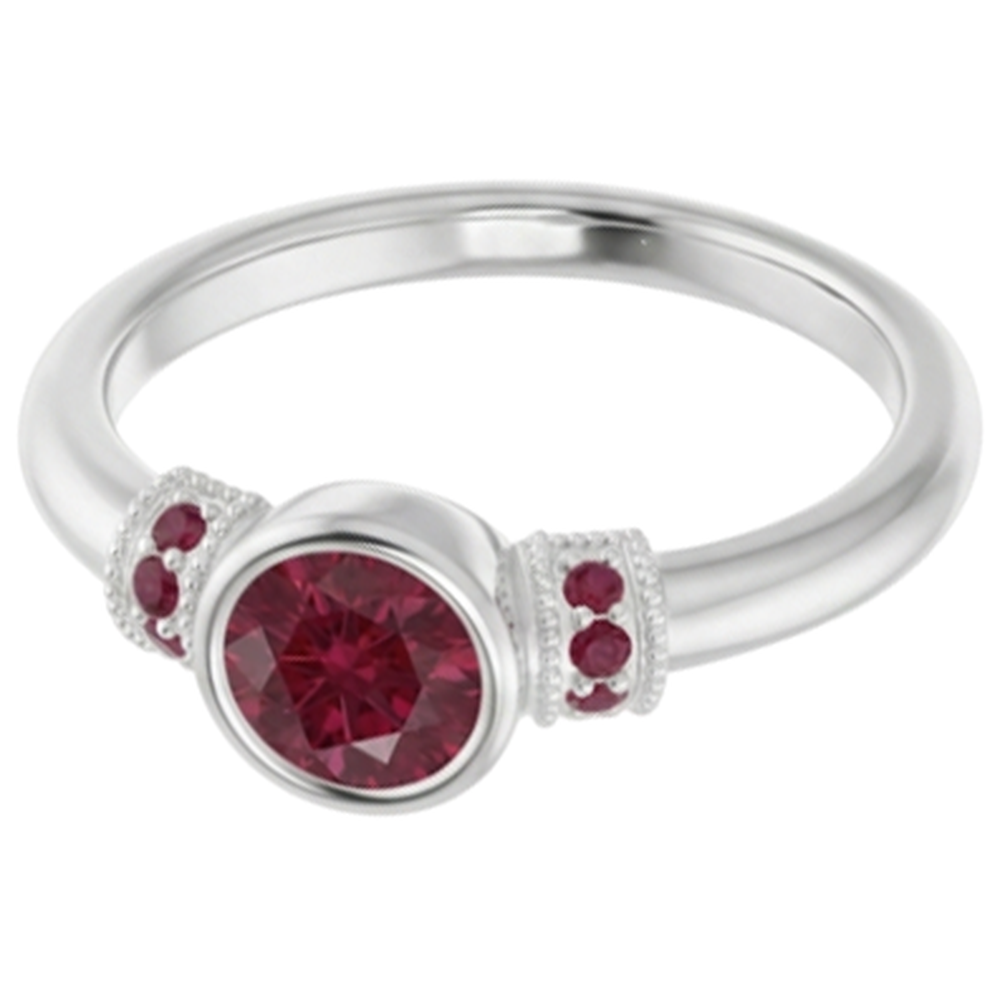 naturel round rubis 1carats bague détail rapproché