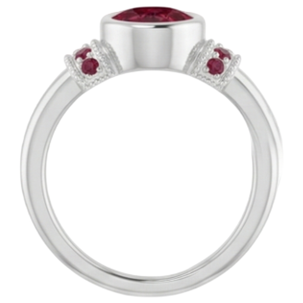 naturel round rubis 1carats bague vue de dessus