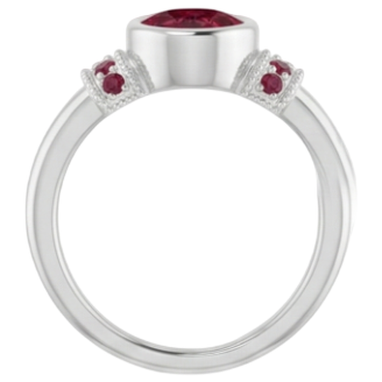 naturel round rubis 1carats bague vue de dessus