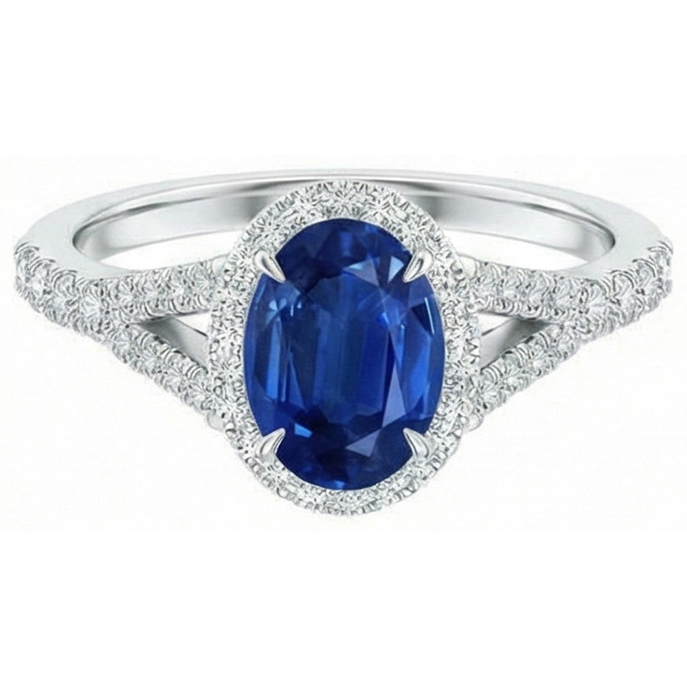 naturel oval diamant 3carats bague vue de dessus