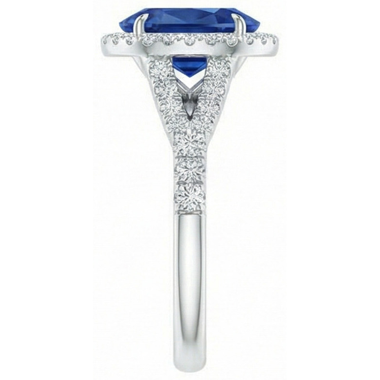 naturel oval diamant 3carats bague sur blanc
