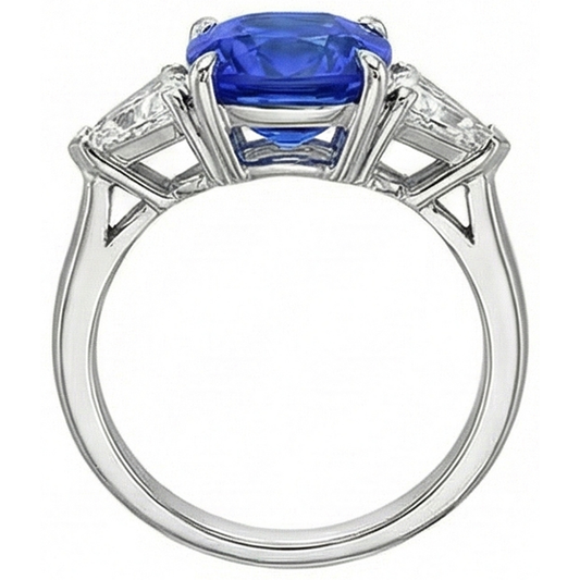Bague Saphir 3 Pierres Avec Trillion De Diamants