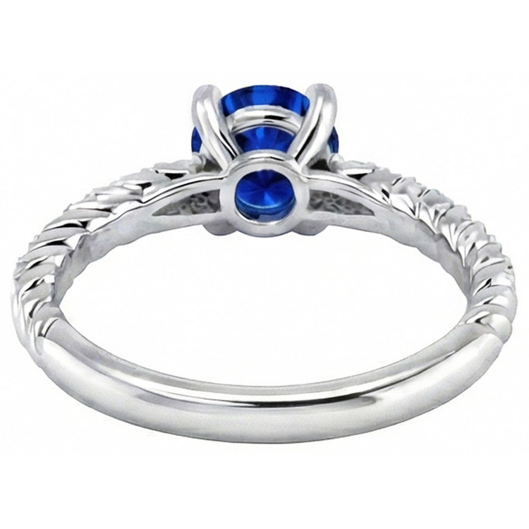 Bague Saphir Avec Accents De Diamants Naturels Extraits des Mines ( et non cultivés en laboratoire )
