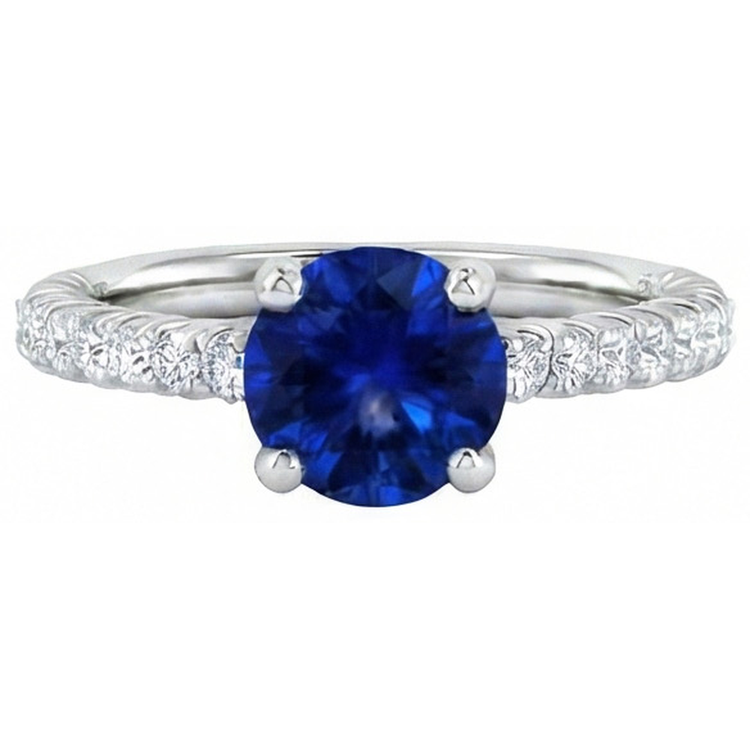 Bague Saphir Avec Accents De Diamants Naturels Extraits des Mines ( et non cultivés en laboratoire )