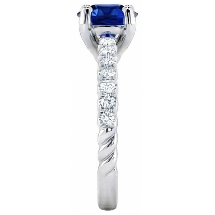 Bague Saphir Avec Accents De Diamants Naturels Extraits des Mines ( et non cultivés en laboratoire )