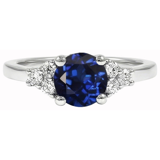 Bague Saphir Bijoux en Diamants Naturels Extraits des Mines ( et non cultivés en laboratoire ) Ronds