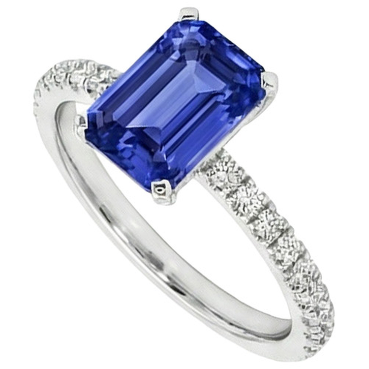 Bague Saphir Bleu 8 Carats Avec Diamants Naturels Extraits des Mines ( et non cultivés en laboratoire )