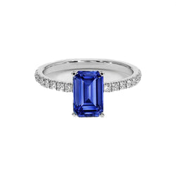 Bague Saphir Bleu 8 Carats Avec Diamants