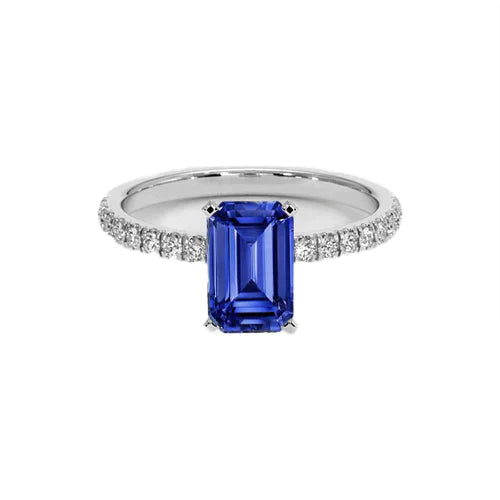 Bague Saphir Bleu 8 Carats Avec Diamants