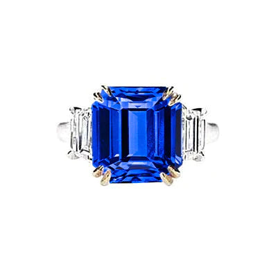 Bague Saphir Bleu 8 Carats Et Diamants