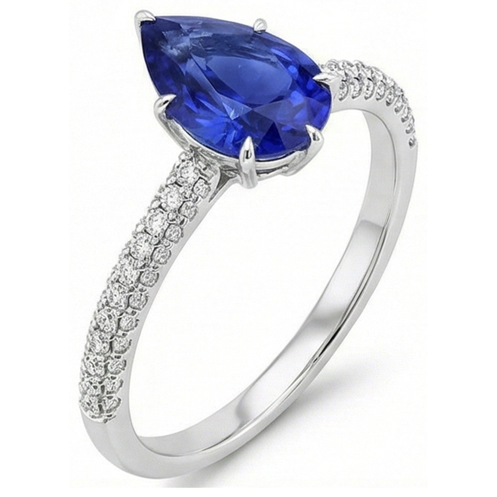 naturel pear diamant 5carats bague détail rapproché