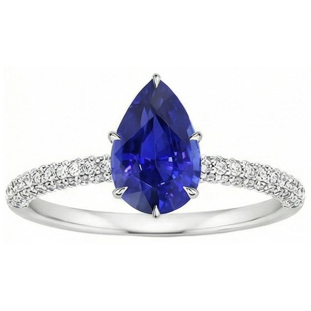 naturel pear diamant 5carats bague vue de profil