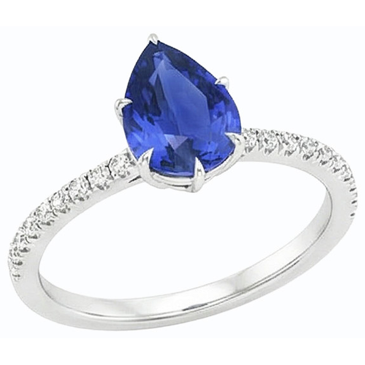 naturel pear diamant 4.50carats bague angle de côté