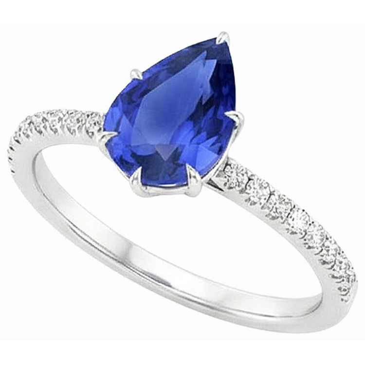 naturel pear diamant 4.50carats bague détail rapproché