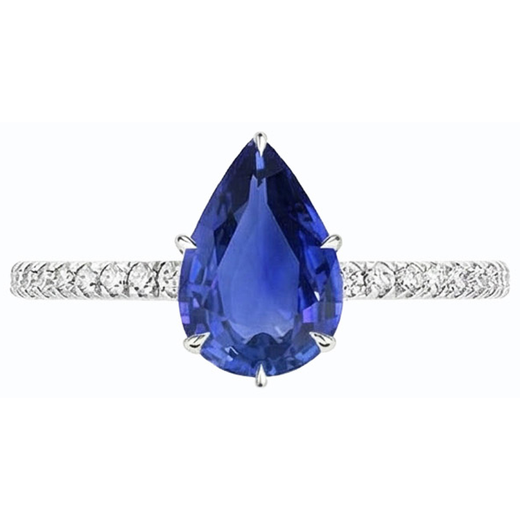 naturel pear diamant 4.50carats bague vue de profil