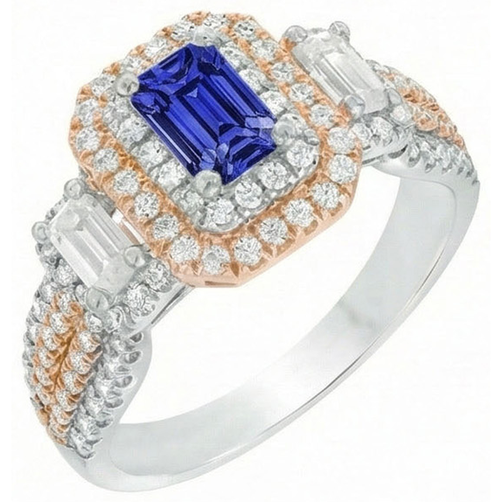 naturel round saphir 4carats bague angle de côté