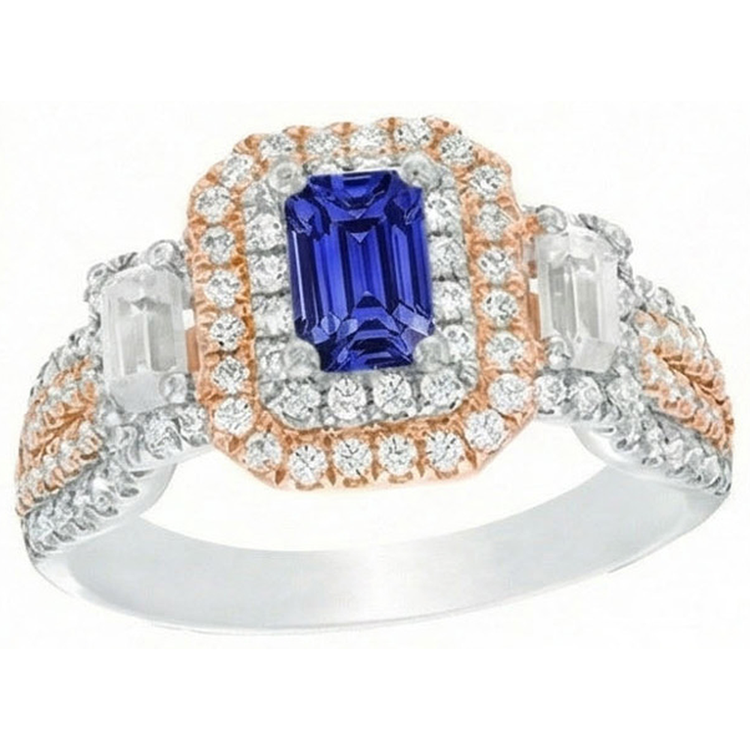 naturel round saphir 4carats bague détail rapproché