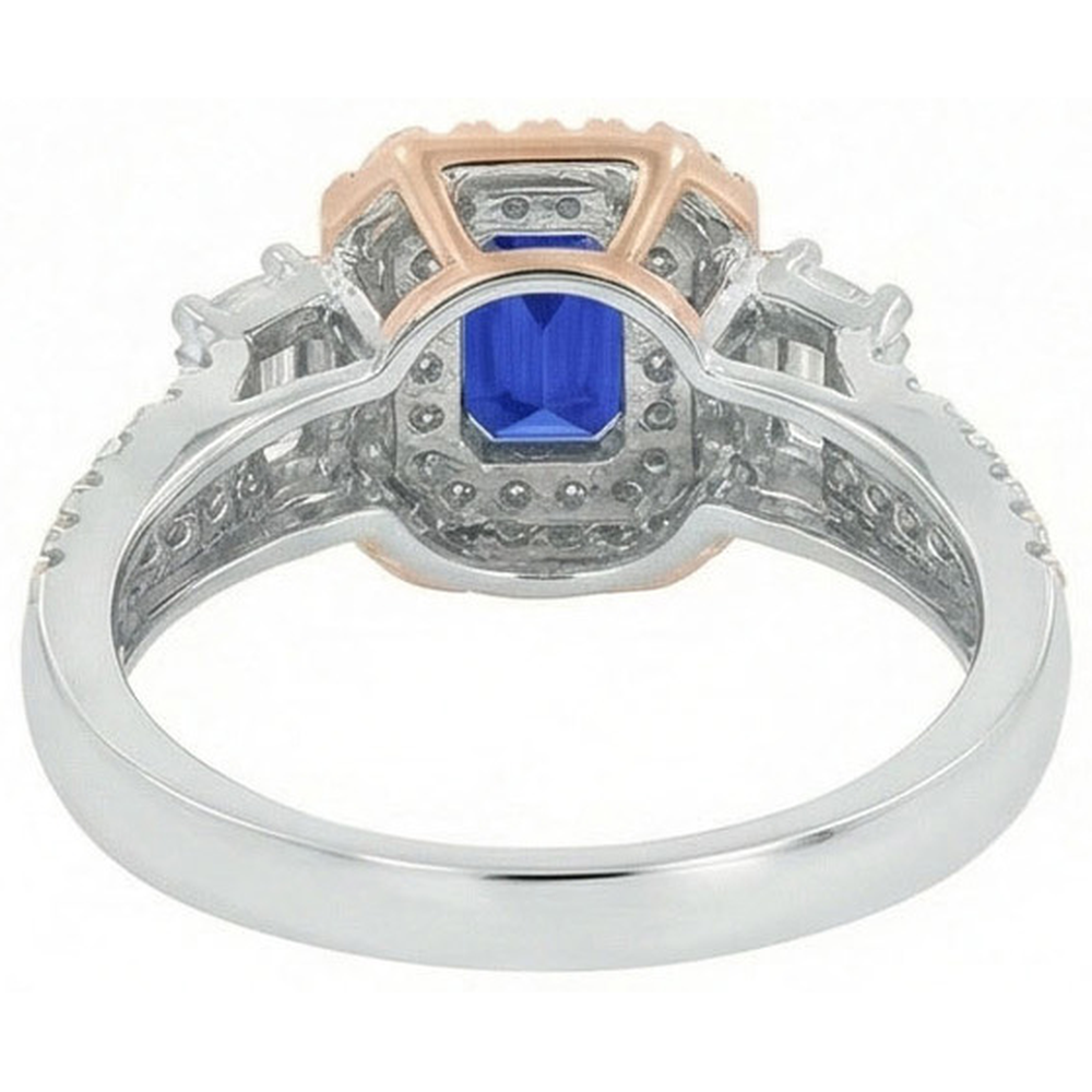 naturel round saphir 4carats bague vue de dessus
