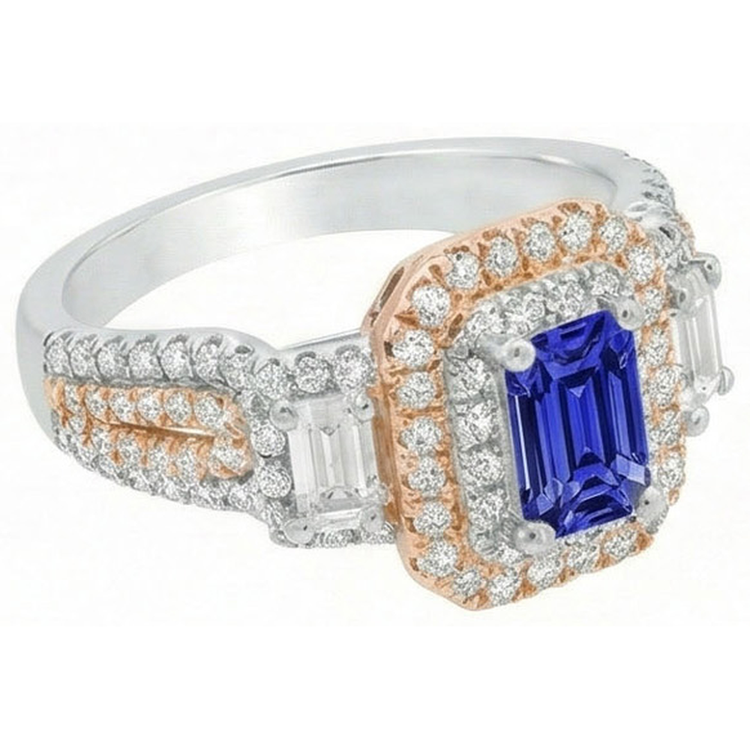 naturel round saphir 4carats bague vue de profil