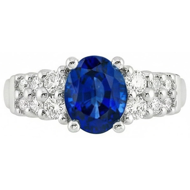 naturel oval diamant 2carats bague angle de côté