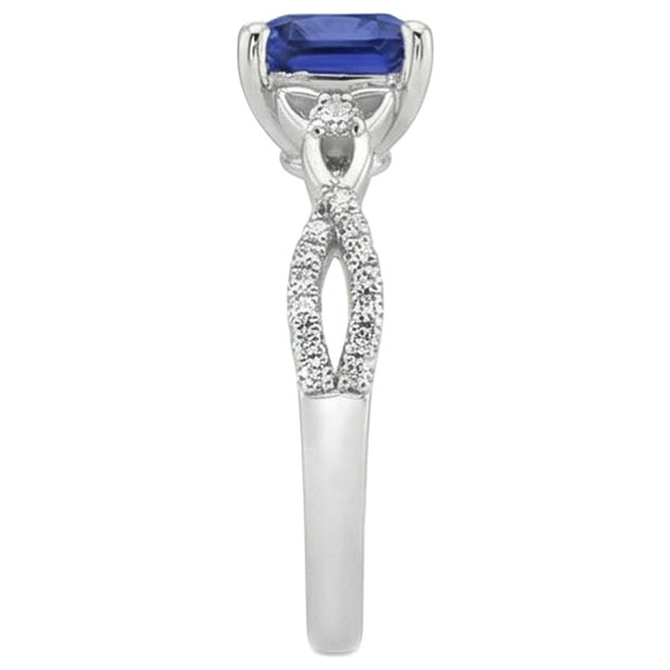 Bague Saphir Bleu Ceylan Coussin Et Pierres Précieuses Diamant Naturels Extraits des Mines ( et non cultivés en laboratoire ) 3.25 Carats