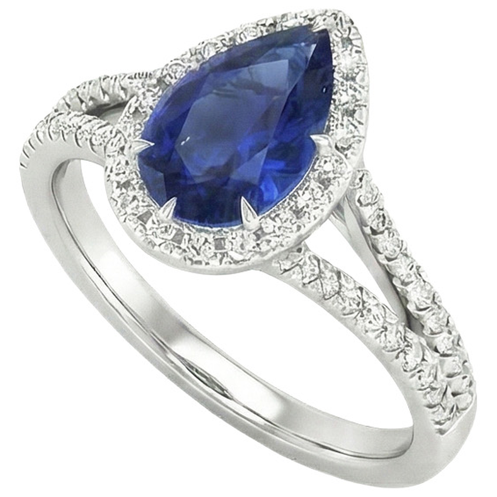 naturel pear diamant 5carats bague vue de dessus