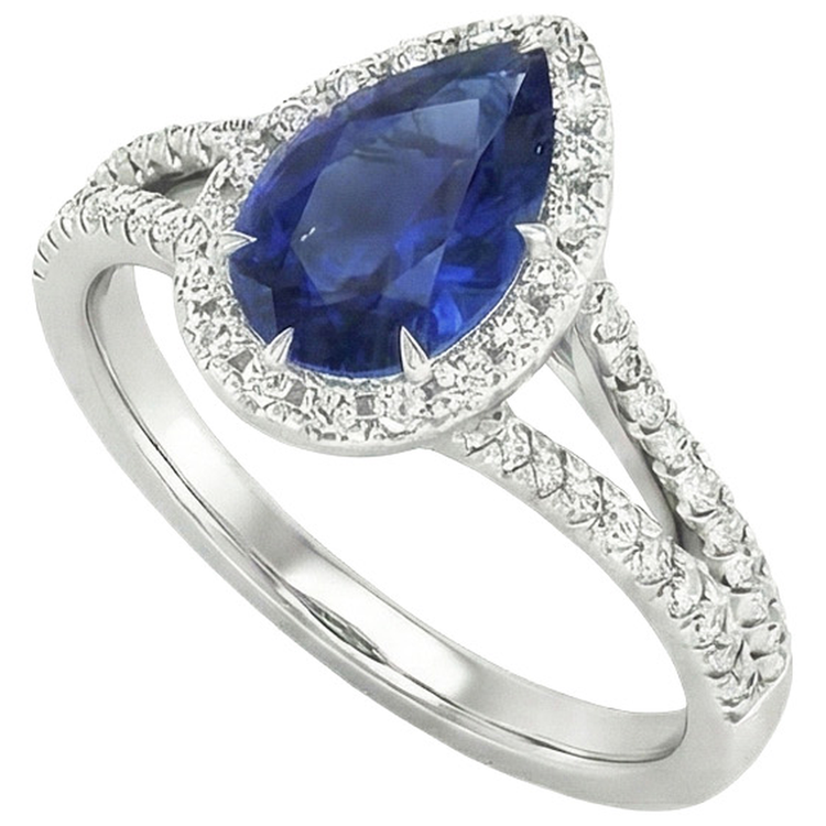 naturel pear diamant 5carats bague vue de dessus