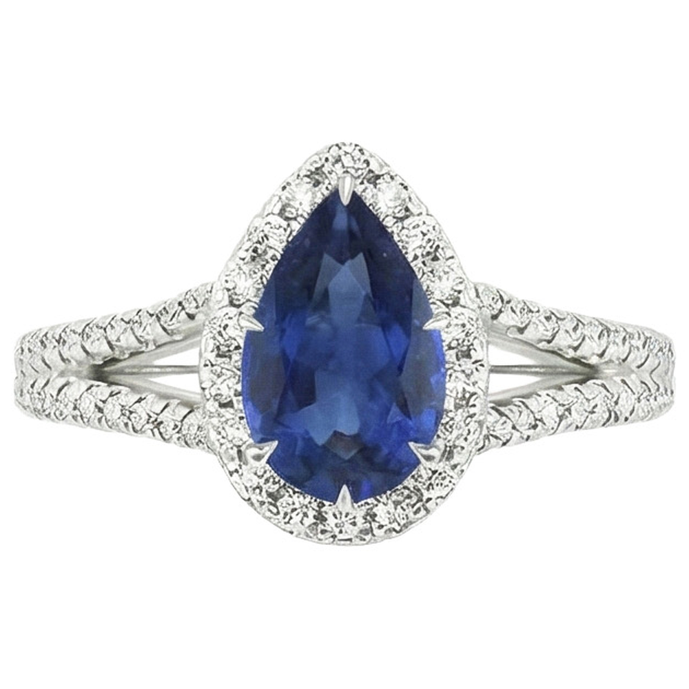 naturel pear diamant 5carats bague détail rapproché