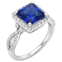 Bague Saphir Bleu Créateur Carré