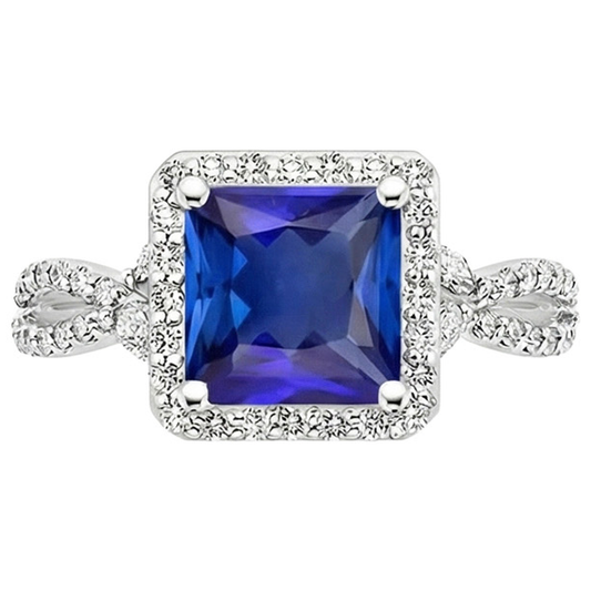 Bague Saphir Bleu Créateur Carré