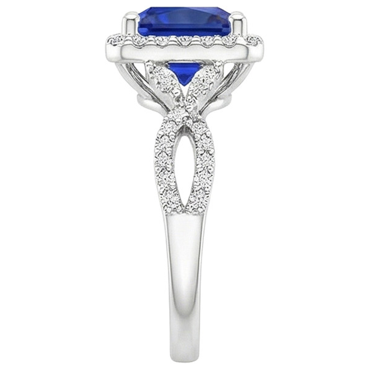 Bague Saphir Bleu Créateur Carré