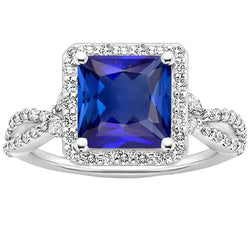 Bague Saphir Bleu Créateur Carré